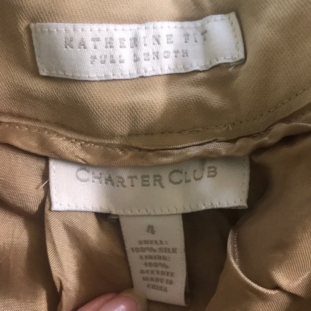 Charter Club Katherine Fit Full Length Silk Pants - Picture 2 of 6